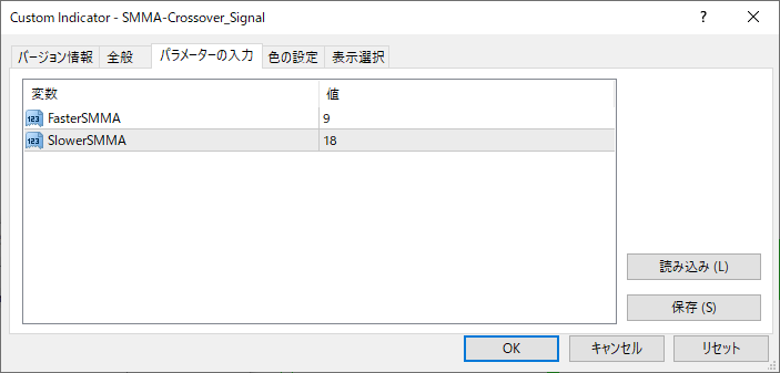 SMMA-Crossover_Signalパラメーター画像