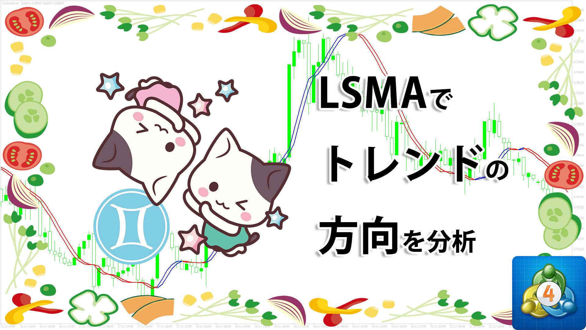 2本のLSMAでトレンドの方向を分析するMT4インジケーターを表示する「Trigger_Line」