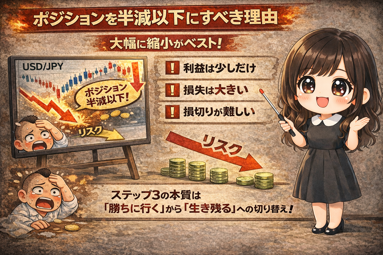 ポジションを半減以下にすべき理由