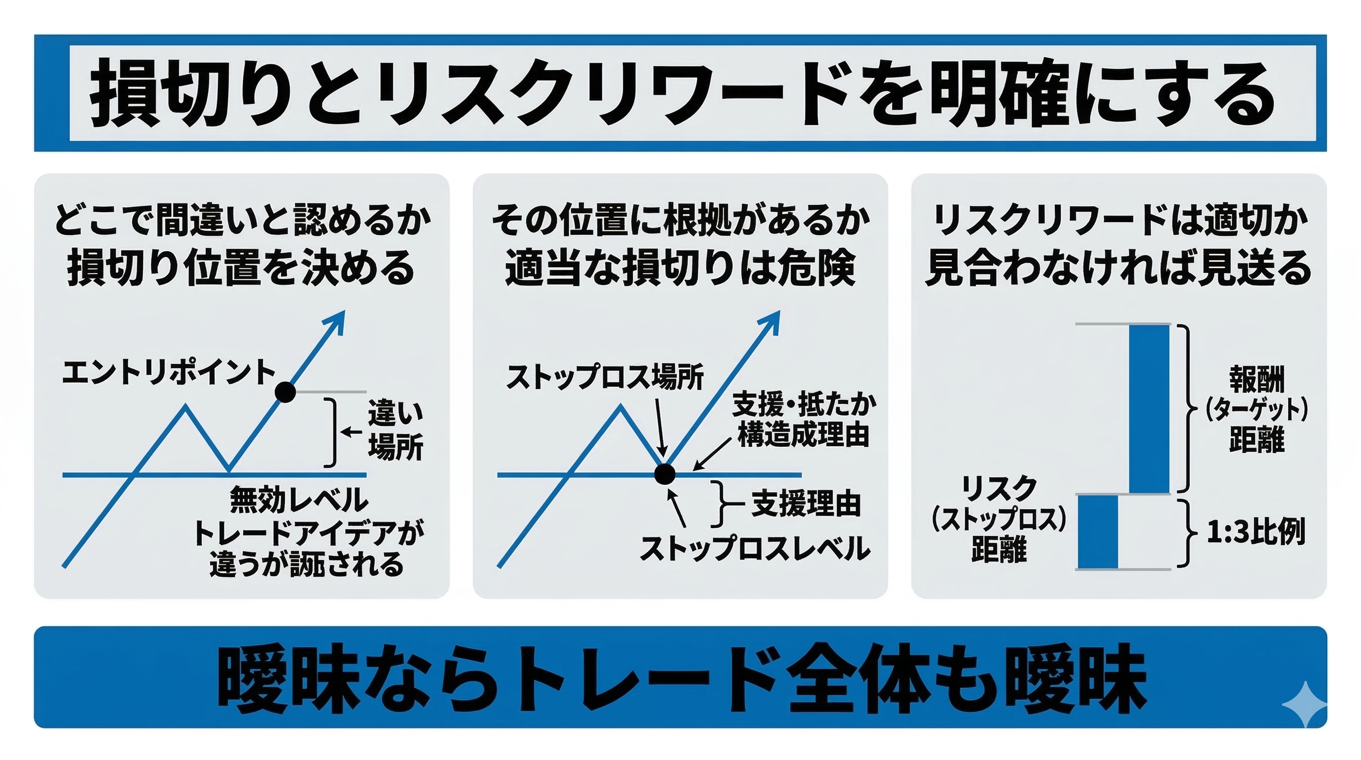 損切りとリスクリワードを明確にする